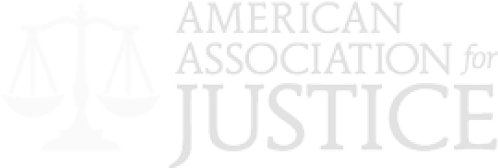 Logo of the American Association for Justice. The logo features the text 